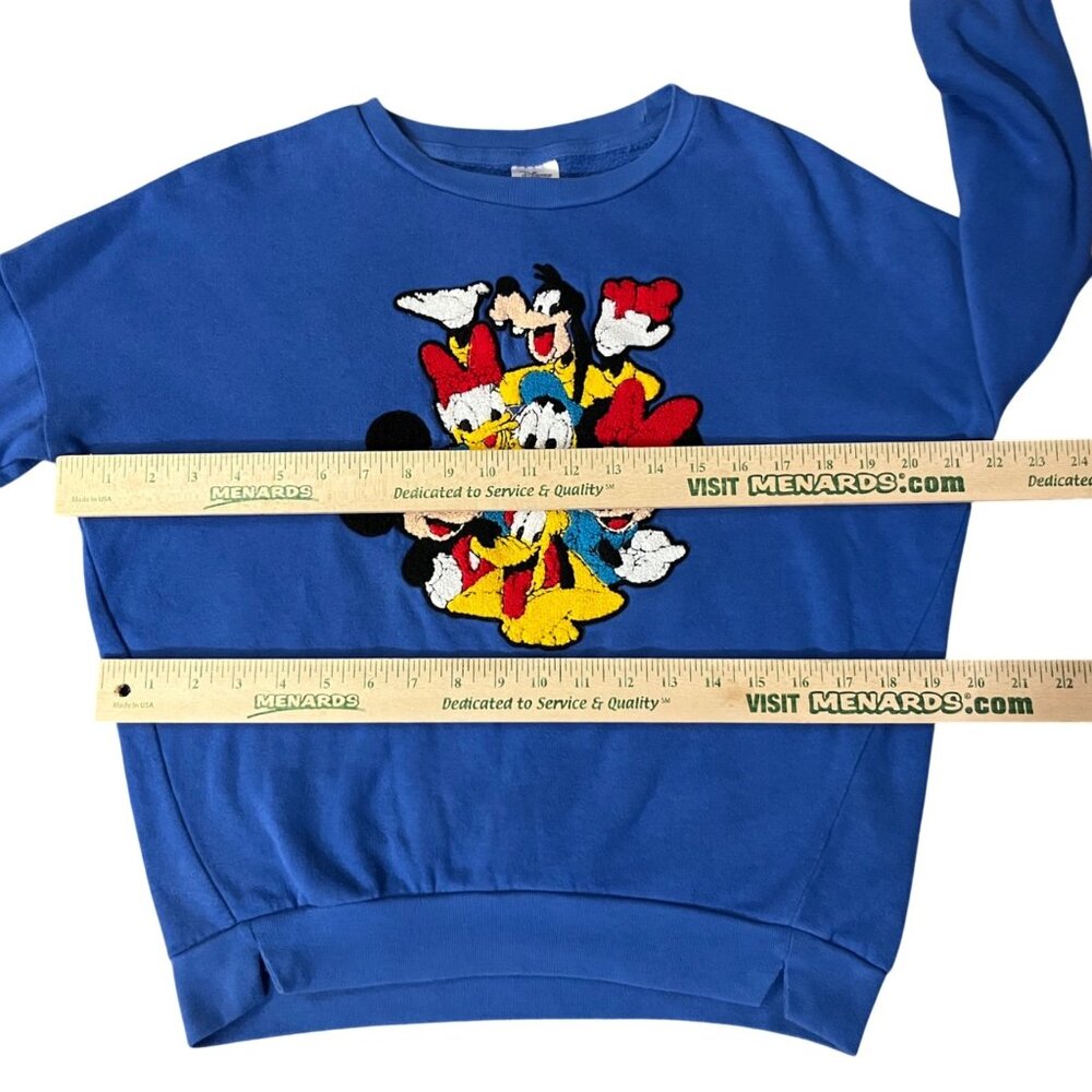 Disney Youth L? Sweatshirt Mickey Minnie Goofy Donald Blue Used - Picture 9 of 16